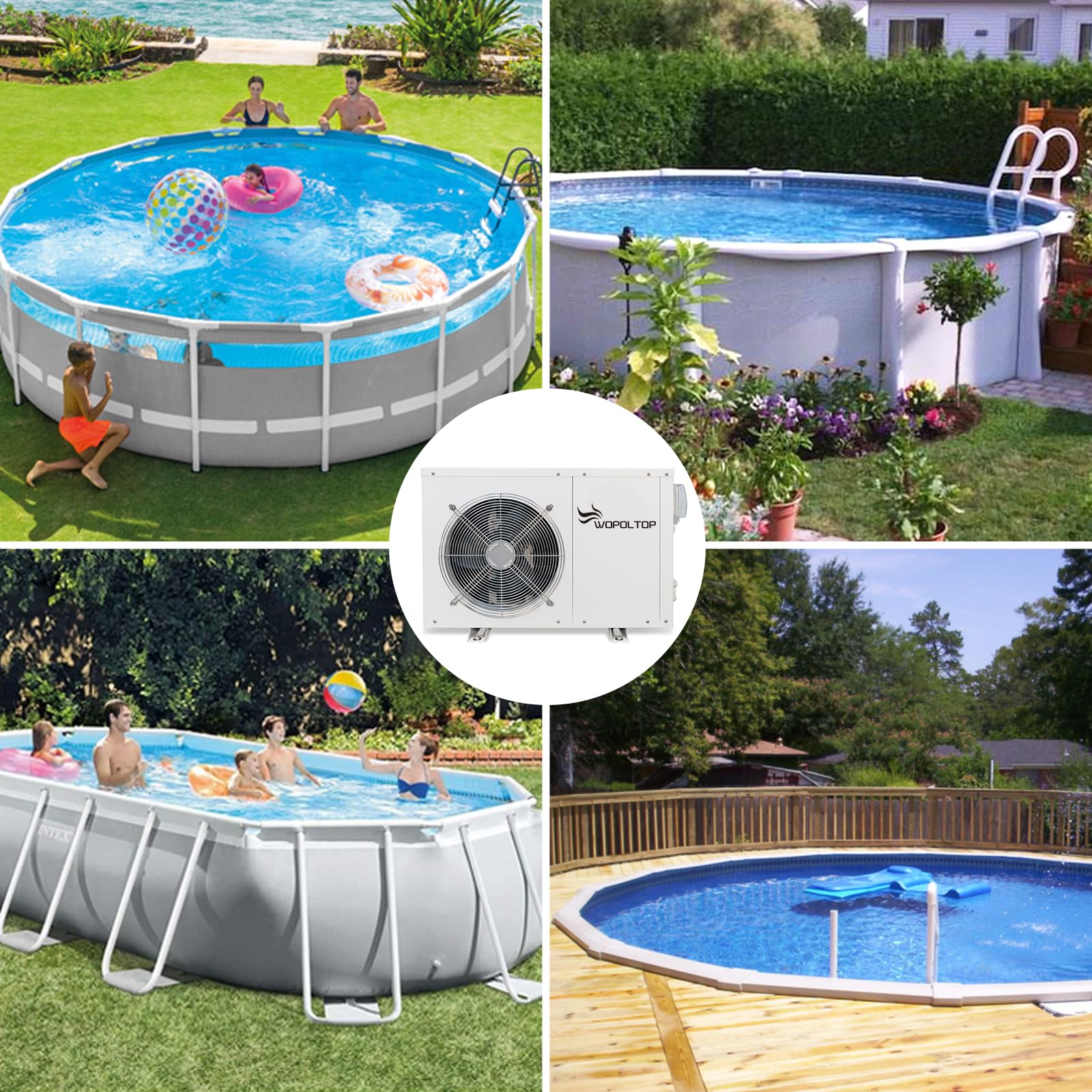 Pompe à chaleur de piscine de 20 000 BTU – pour piscines et spas hors sol et dans le sol, pompe de chauffage électrique de 5,6 kW avec échangeur de chaleur en titane, 110 V ~ 120 V/60 Hz