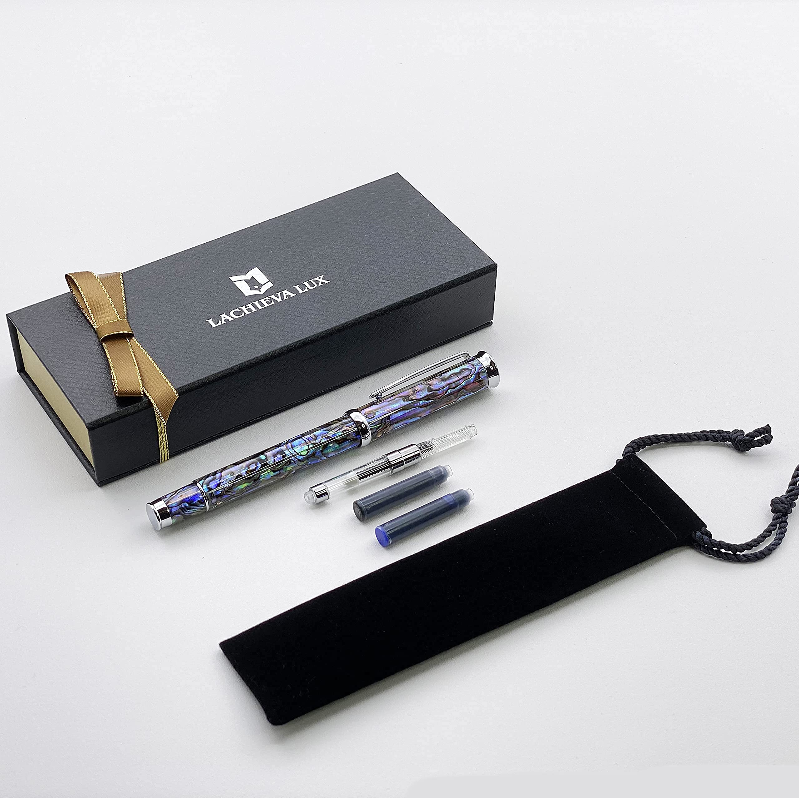 Amazon | LACHIEVA LUX アワビ貝殻 万年筆 ドイツ製 ファインニブ