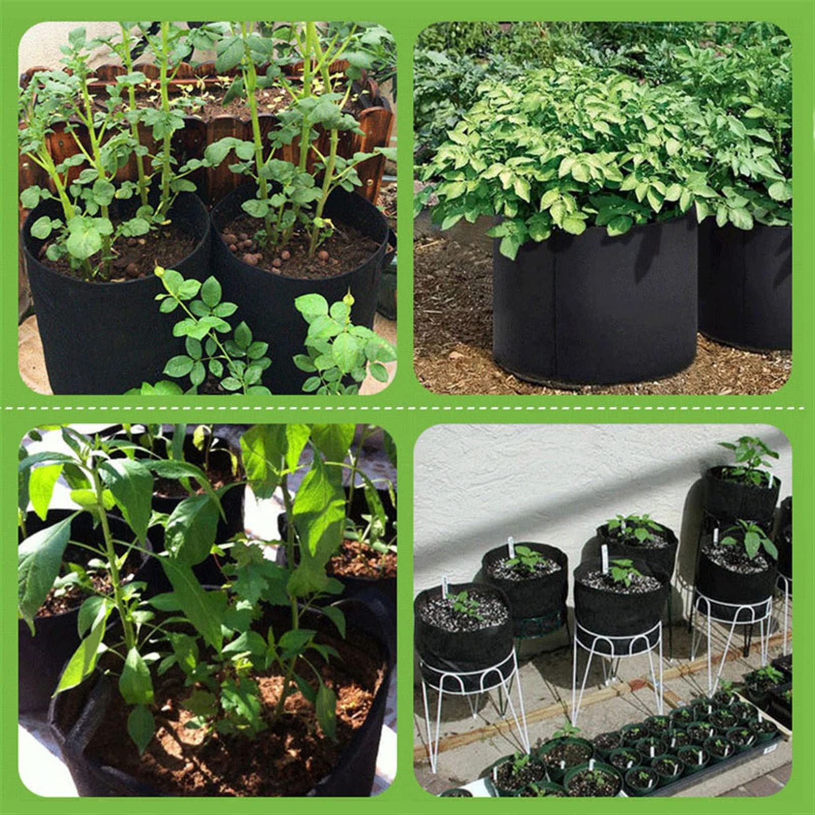 Bolsas de Cultivo, 1 Paquete de macetas de Tela, Bolsas de Cultivo de Fieltro de jardín con asa, contenedores de jardín for Verduras (Blanco : Black, Size : 150gallons(D110cmxH60cm))