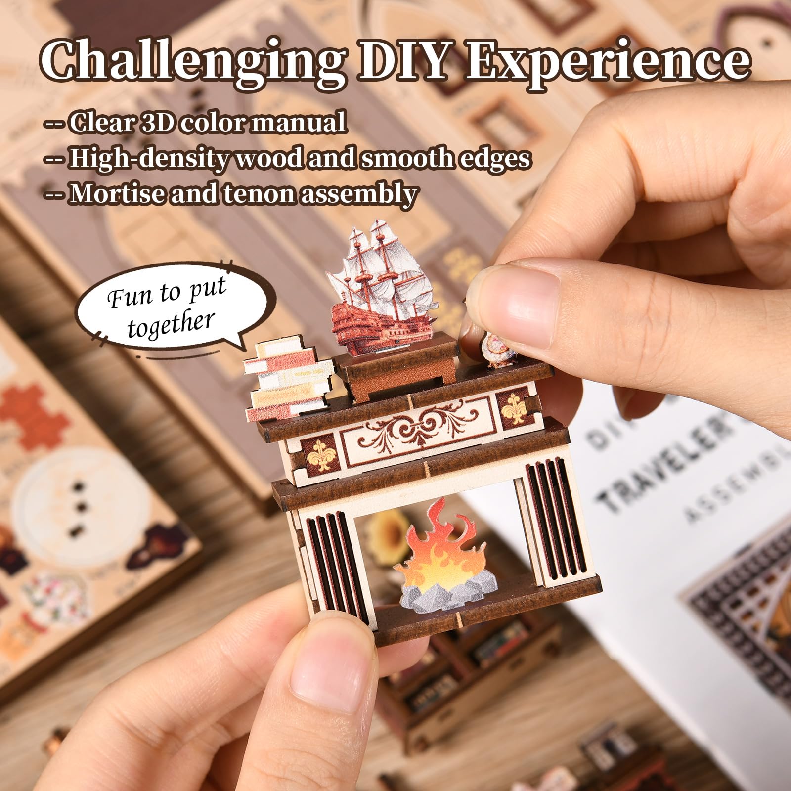 Spilay Book Nook, Reisebuchhandlung DIY Miniature House | Mit LED, 3D-Puzzle, Bücherregal- & Schreibtischdeko, Miniatur-Diorama, DIY-Bastelset für Erwachsene, Geschenk