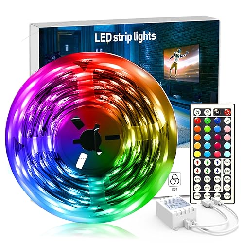 DAYBETTER Led Strip Lights 32.8 ft RGB Color Changing Lights Strip for Bedroom, Desk, Home Decoration, with Remote and Power Supply
