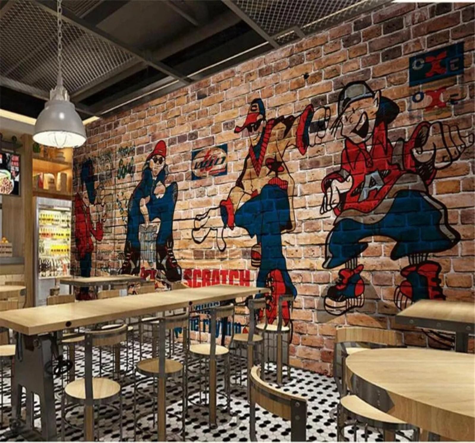 Tzxztt Brick Wall Art Street Graffiti Unique Modern 3D Wallpaper Premium Textured Silk Neutral Tones Material Ideal for Living Room Bedroom-150cm×105cm