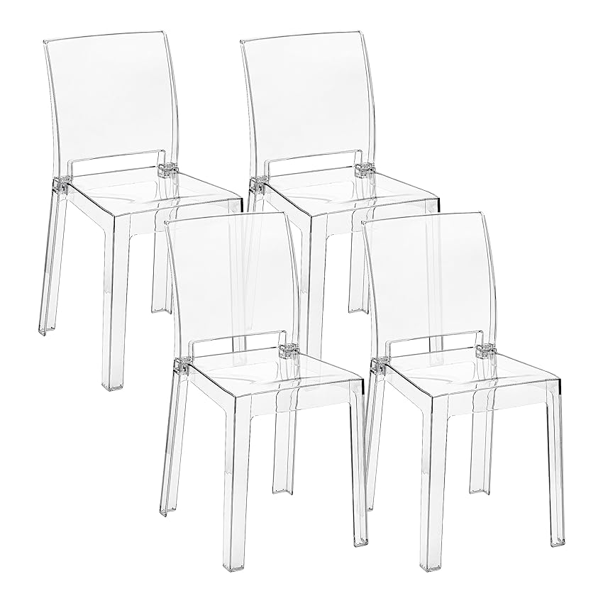 Immagine del prodotto Baroni Home Set di 4 Sedie in Policarbonato Trasparente Resistente, Smontabile in 2 Pezzi, Seduta Ergonomica con Schienale Incurvato, 36x81x43 cm
