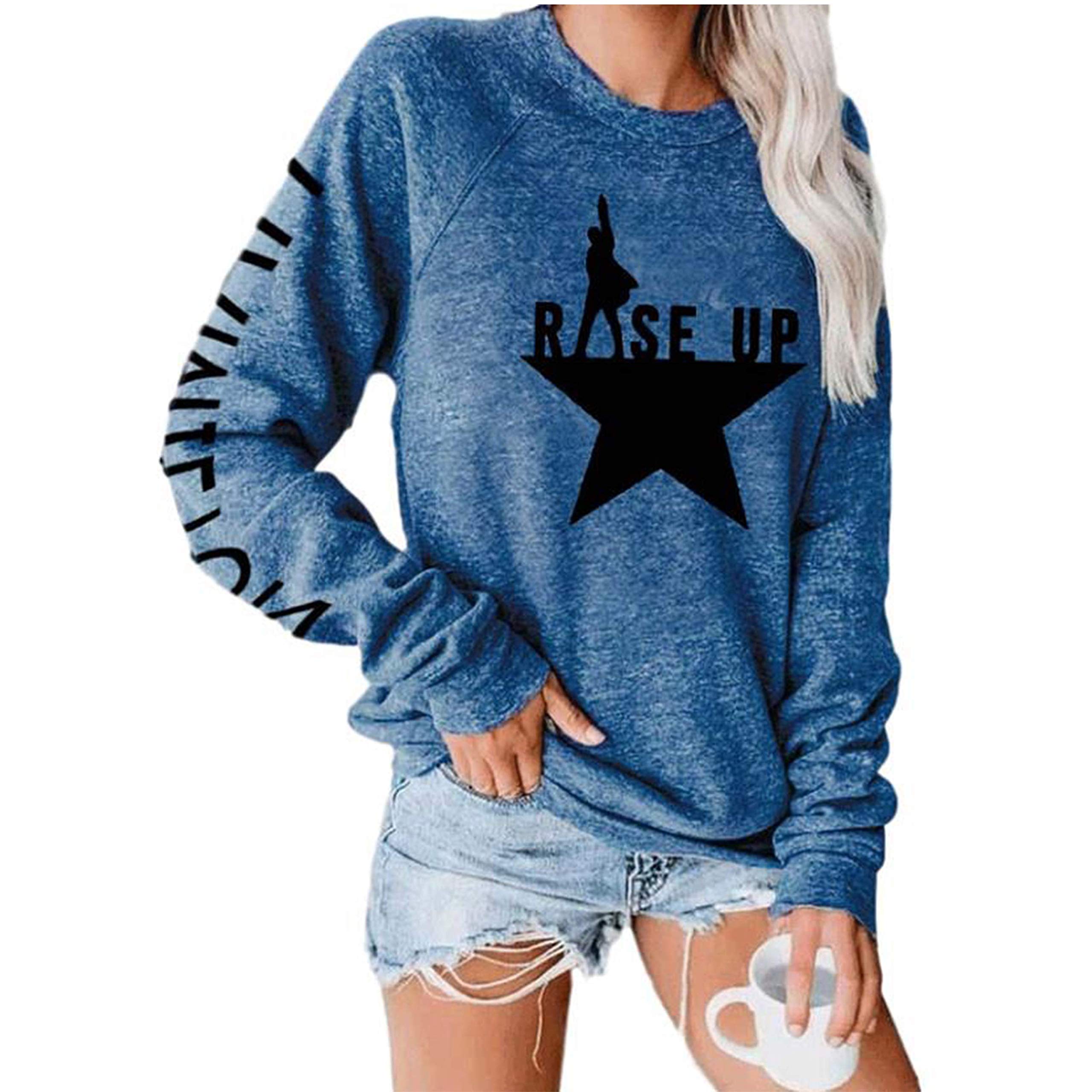 Musicals Hamilton Women's Long Sleeve Round Neck Casual Loose Sweater  Fashion Sports Long Sleeve T-Shirt