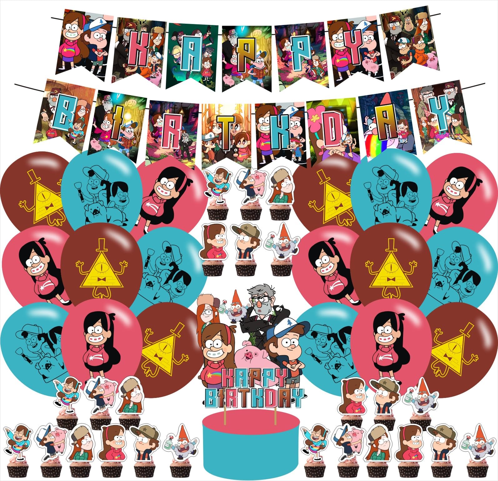 Falls of Gravity Birthday Party Supplies,Gravity Party Decorations Includes Happy Birthday Banner,Cake Topper,Cupcake Toppers, for Cartoon Birthday