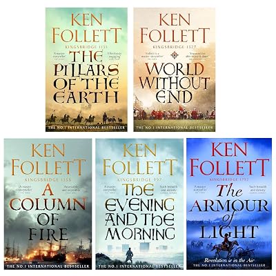 By Ken Follett Kingsbridge Series 5 Books collection set: The Pillars of the Earth, World Without End, A Column of Fire ,The Evening and the Morning & The Armour of Light