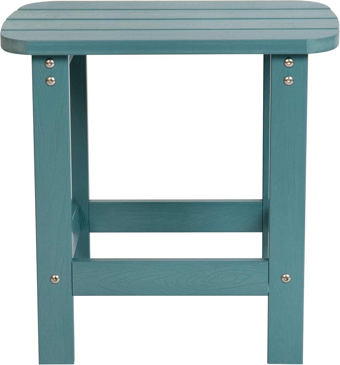 EMMA + OLIVER Hammond Adirondack Side Table - Teal Finish - Durable Polyresin Construction - Suitable for Indoor/Outdoor Use - UV Resistant
