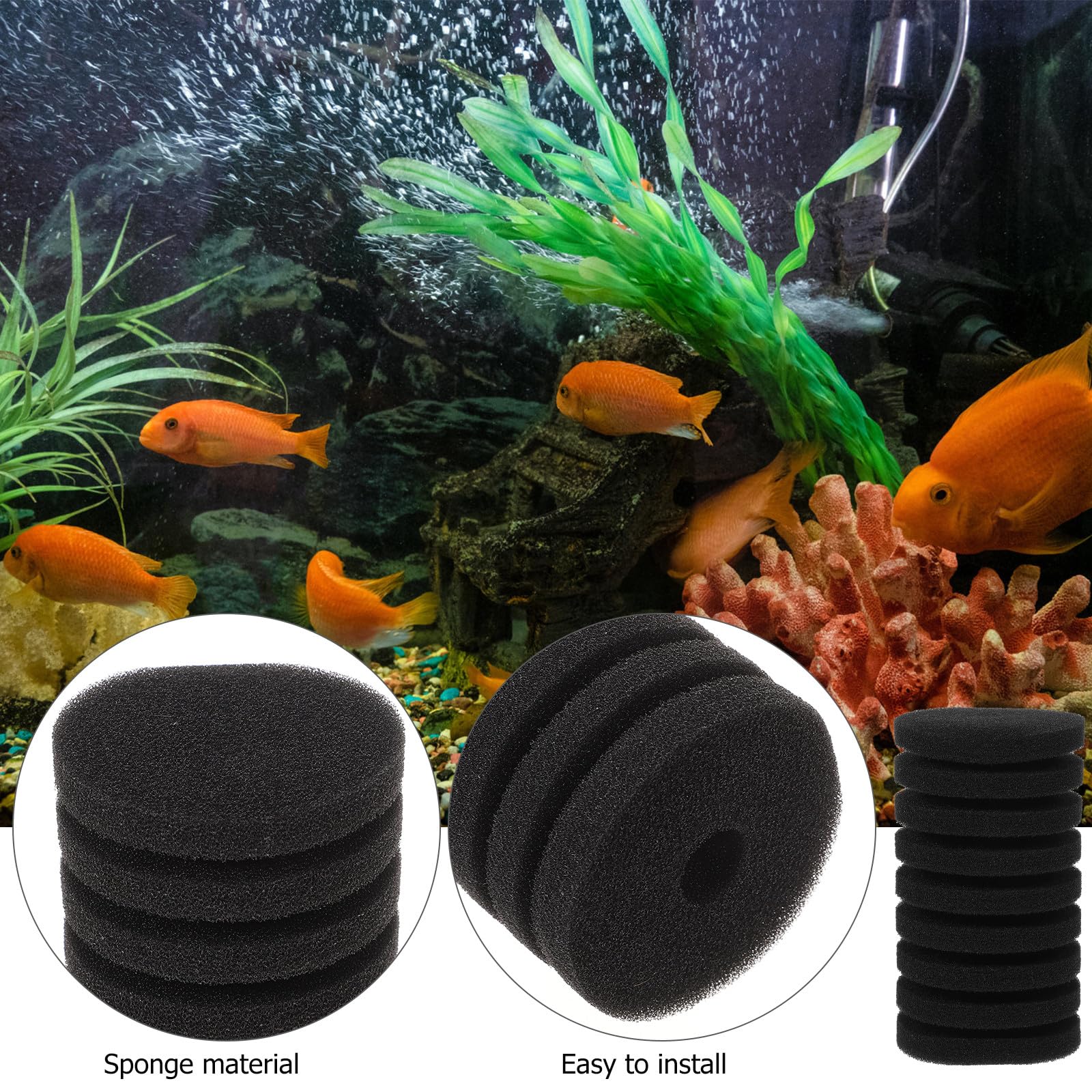Veemoon Lot de 2 Coussins Filtrants pour Aquarium 10,8x6 Cm, Accessoires de Remplacement en Matériau Solide, Éponge Filtrante pour Filtre à Eau de Bassin, Nettoyage Facile et Filtration