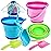 JOYIN 3 Packs Foldable Pail Bucket with Shovels & Mesh Bag, Collapsible Buckets Multi Purpose for Beach, Camping Gear, Beach Party, Fishing, and Fun Summer Activities (Blue/Pink/Green)