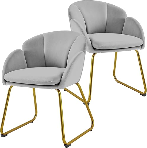 Miniatura 11 de Topeakmart Silla decorativa moderna, estilo floral, de terciopelo, con patas mentales doradas, para sala de estar, dormitorio, oficina en casa, 2