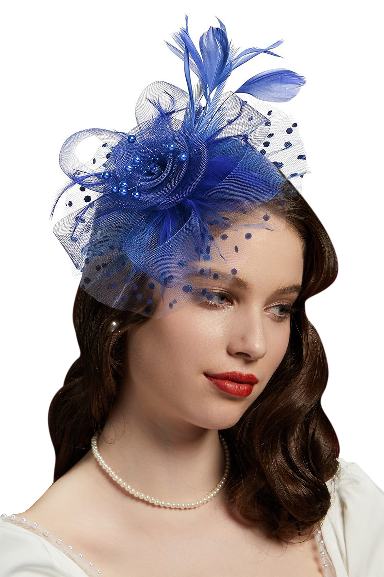 Cizoe Fascinators Hat for Women Tea Party Headband Kentucky Derby Wedding Flower Cocktail Mesh Feathers Hair Clip
