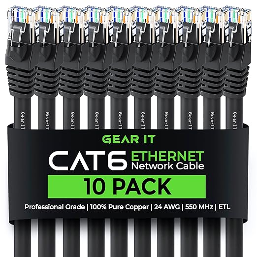 GearIT Cat 6 Cable 1 ft (10Pack) Cat6 Patch