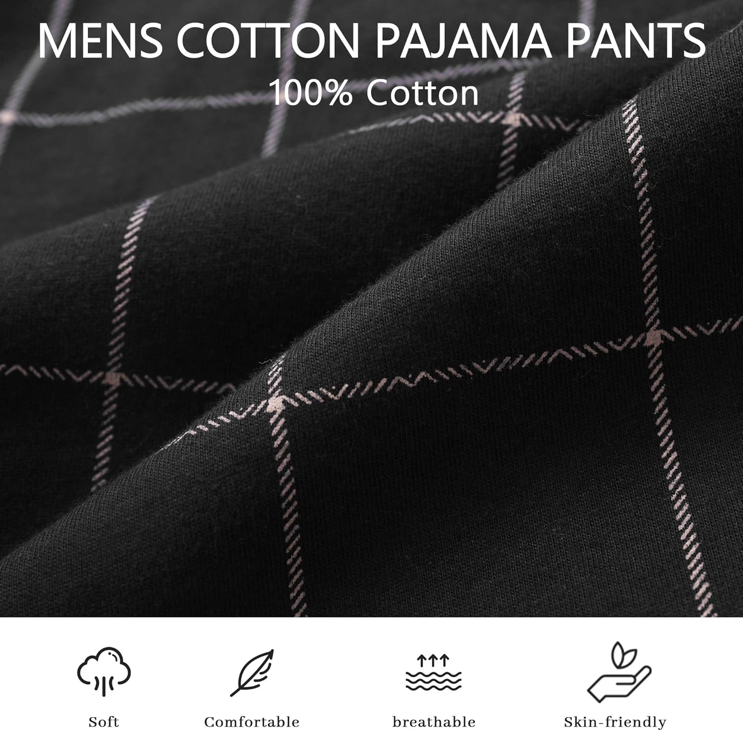 Vulcanodon Mens Cotton Pajama Pants-2pack, Lightweight Sleep Pants for Men - Image 2