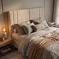Cabeceira Tulipa para Cama Box Quarto Casal Com Pés Queen Estofada Premium (Linho Bege, Queen 160cm)
