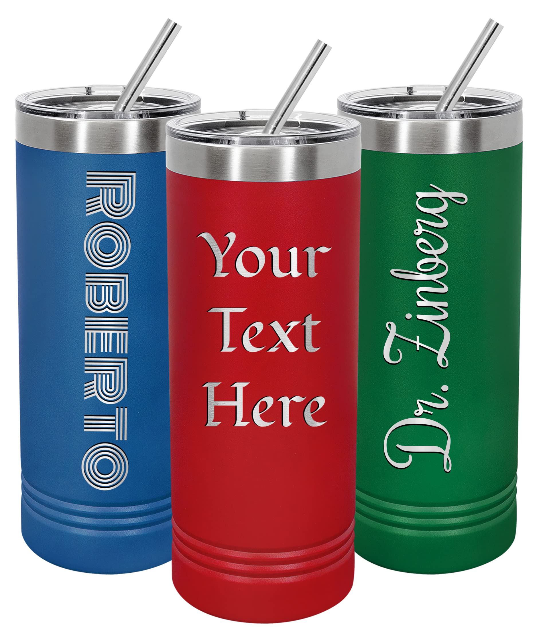 Personalized Tumbler Custom Engraved 22 oz Stainless Steel Skinny Tumbler Includes Straw and Lid Vacuum Insulated - Personalized Gift for Bride,