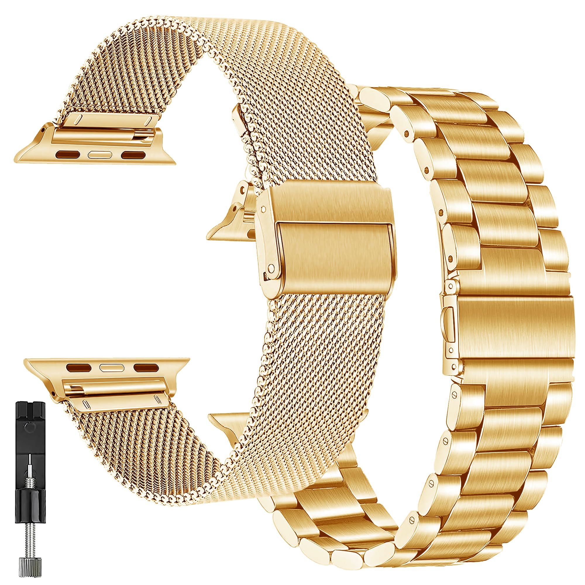 BDJXCUSA 2 Pack for Apple Watch Bands for Women,Metal Strap for Apple Watch Series 10,Mesh Stainless Steel Replacement for iWatch 10,9,8,7,6,5,4,3,2,1