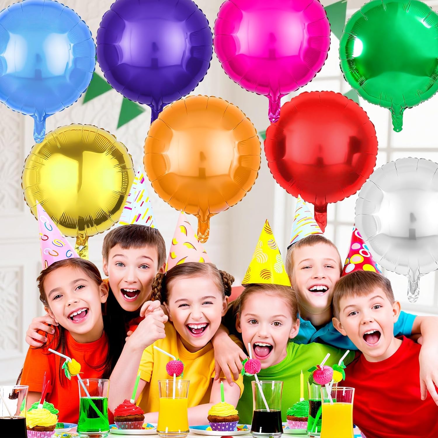 Colorful Round Foil Balloons,10Pcs Round Shaped Balloons 18" for Birthday Wedding Baby Shower Anniversary Engagement Party Decorations - Image 6