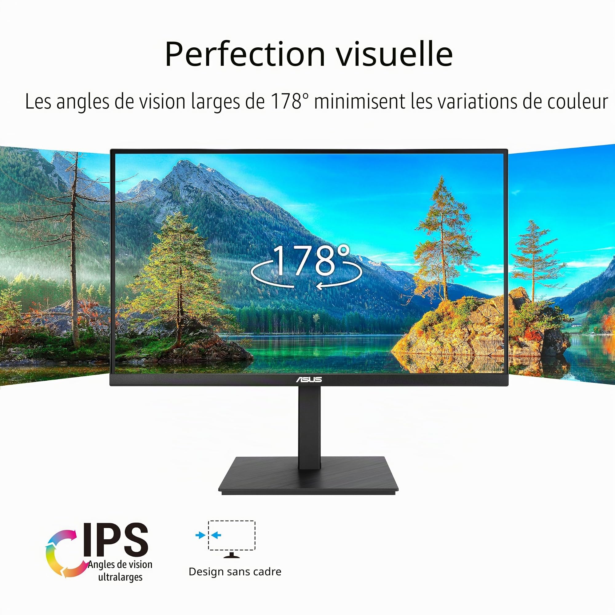 ASUS VA27ACFSN Station d'accueil 27" (QHD (2560 x 1440), IPS, sans Cadre, USB-C, RJ45, 100 Hz, Adaptive-Sync, Haut-parleurs stéréo, Faible lumière Bleue, sans Scintillement, Design Ergonomique,
