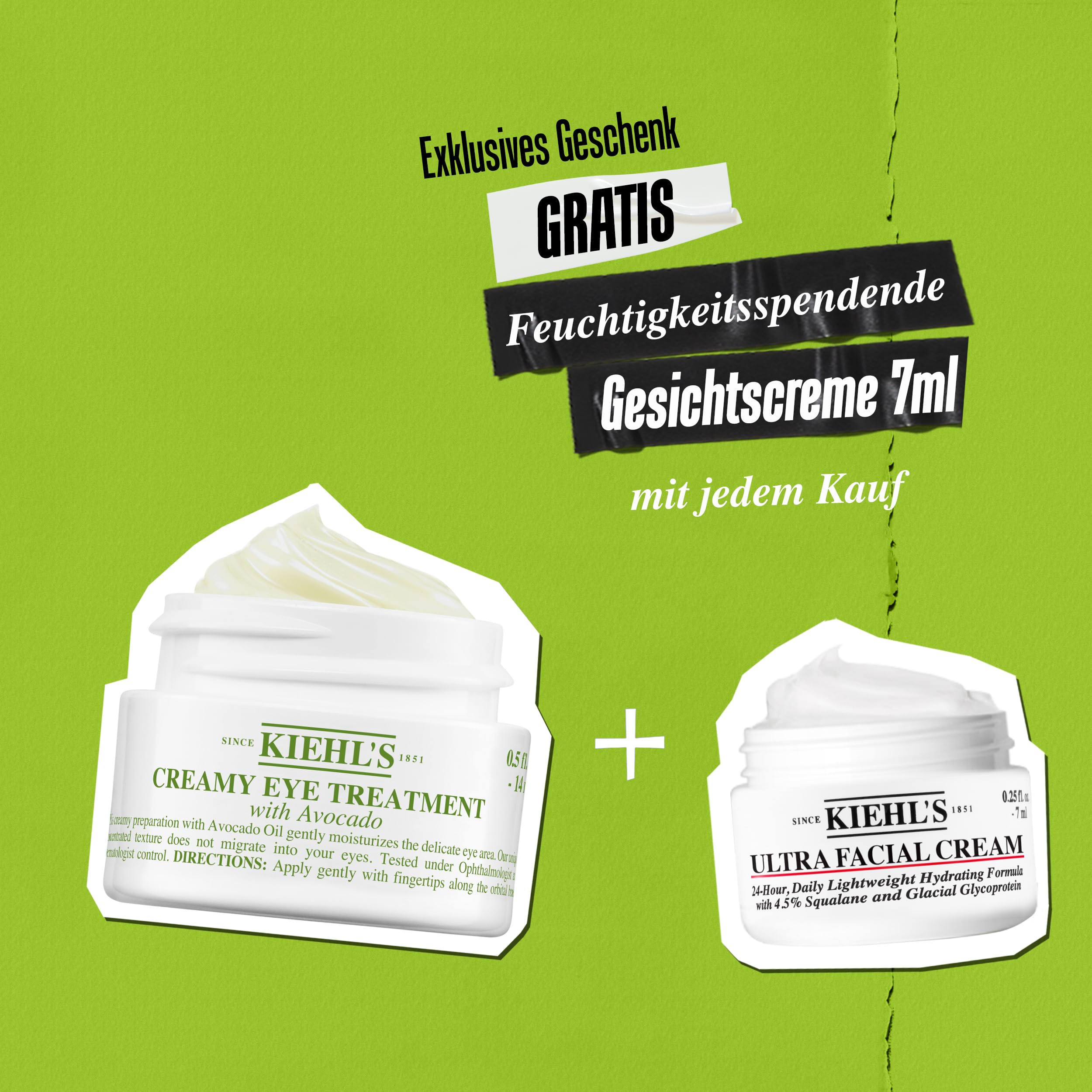 KIEHL'S Avocado Eye Cream Ultra Facial Cream Set 24H Feuchtigkeit 72h
