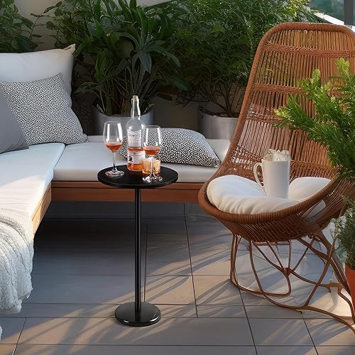 Miniatura 5 de smusei Mesas de bebidas para espacios pequeños, mesa auxiliar de pedestal con base de mármol, pequeña mesa auxiliar redonda negra para sofá, silla,