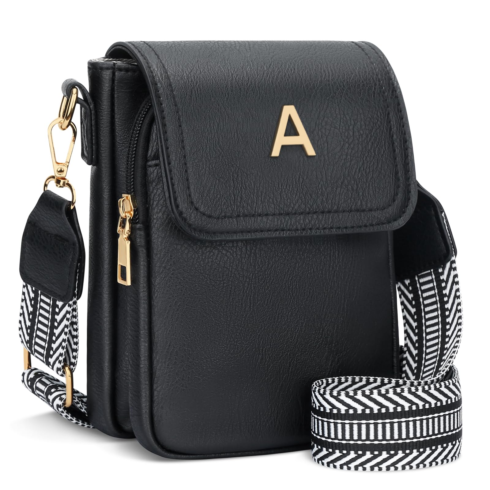 CLOUDWINGS Small Personalized Initial Crossbody Bag for Women Cell Phone Leather Purse Wallet Birthday Gift