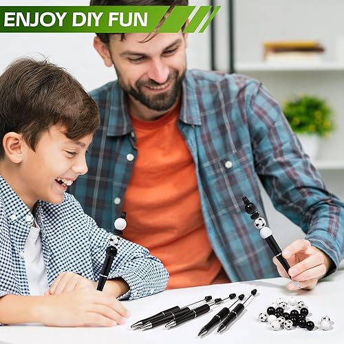 Miniatura 7 de 12 bolígrafos deportivos con cuentas, de plástico, con cuentas de fútbol, incluye 48 cuentas, bolígrafos de cuentas de tinta negra, bolígrafo para