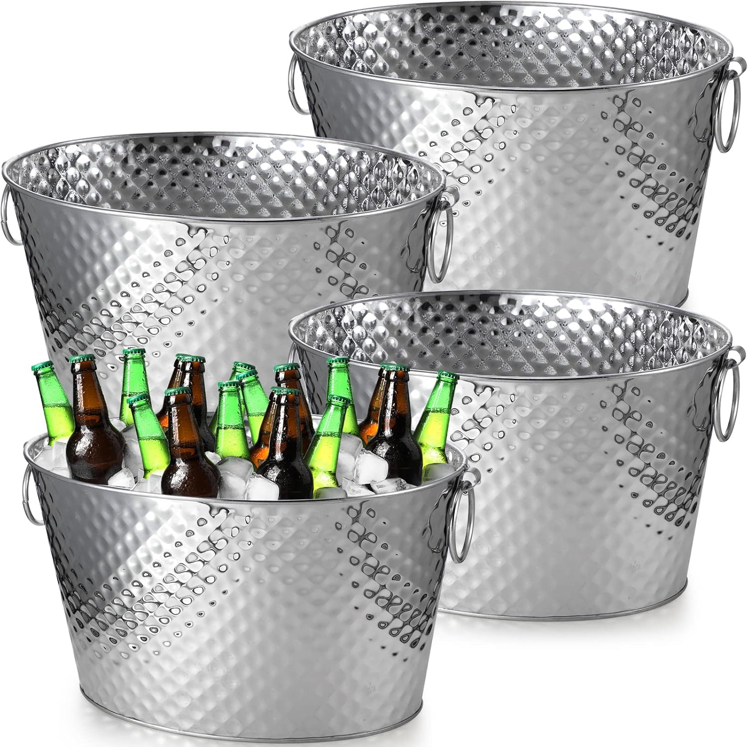 4 Pack Beverage Tub for Parties Drink Ice Bucket Stainless