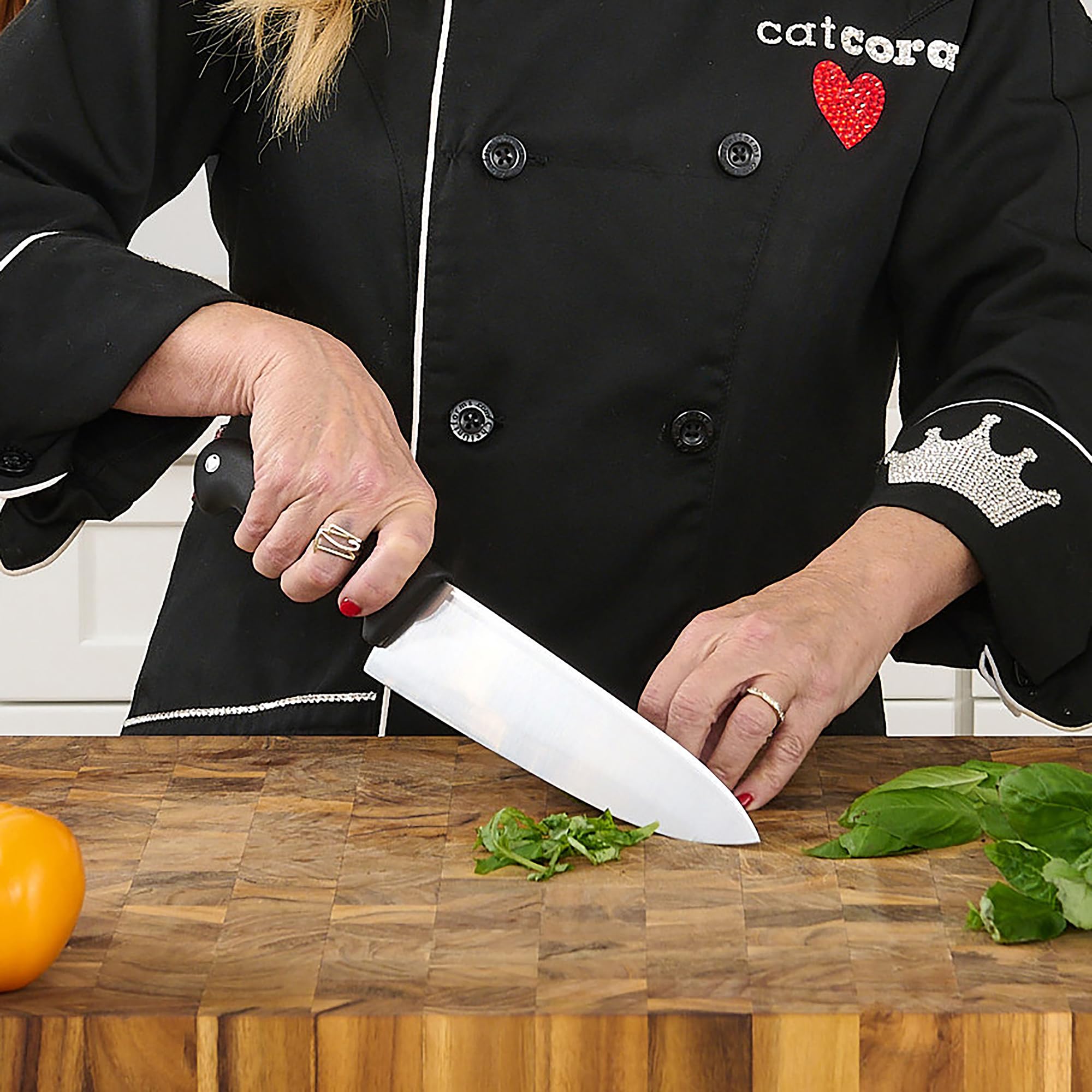 CAT CORA Chef Knife, Professional 8-Inch German Steel Blade For Produce, Meat, Herb Cutting, Ergonomic Soft-Grip Handle, NSF-Certified Kitchen Knife — Amazon image 2