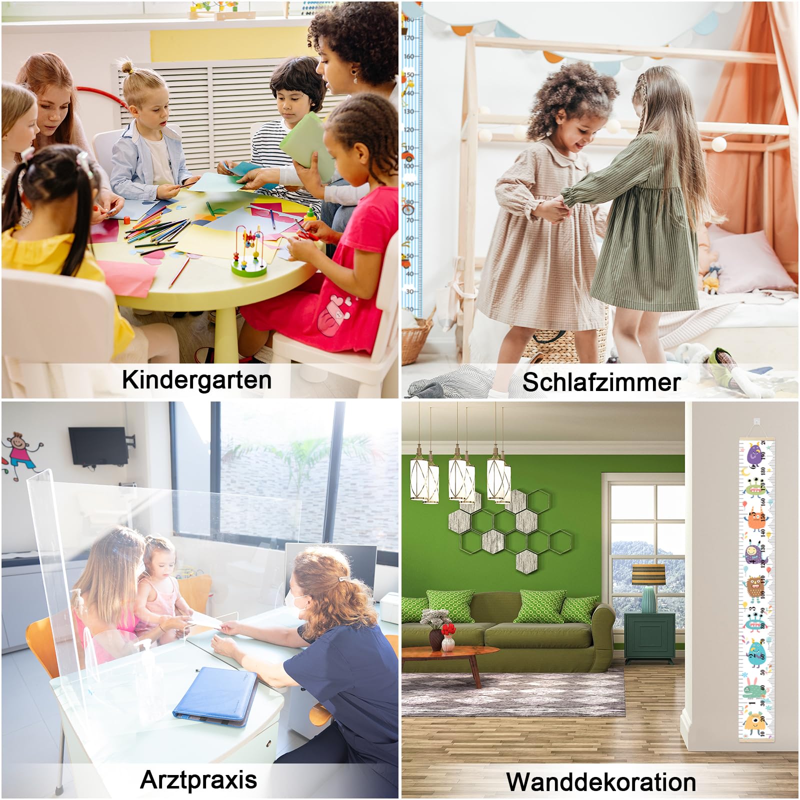 Metro per bambini in tela rimovibile barra di misurazione arrotolabile altimetro decorazione da parete