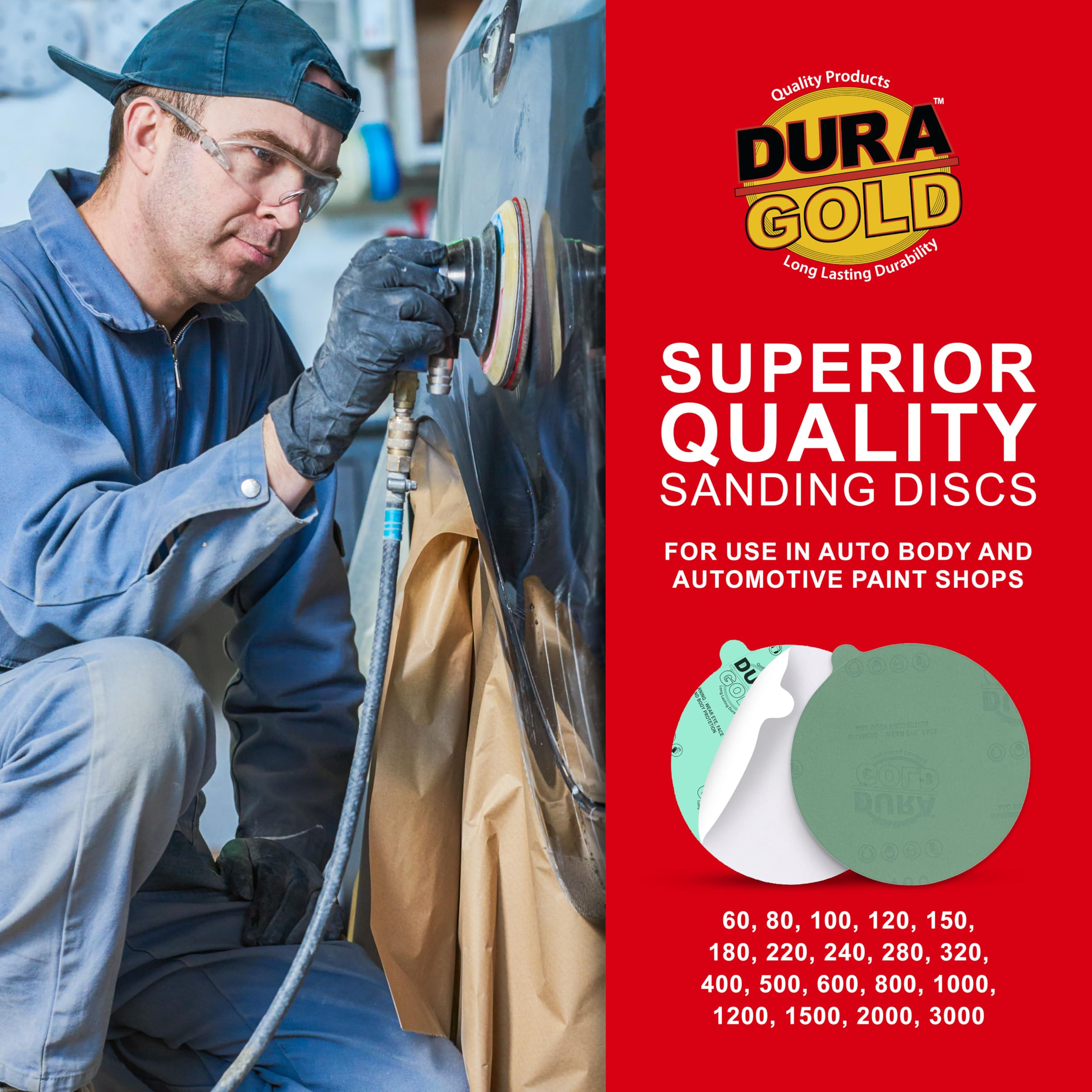 Dura-Gold 5" Green Sanding Discs - 800 Grit (50 Pack) -5