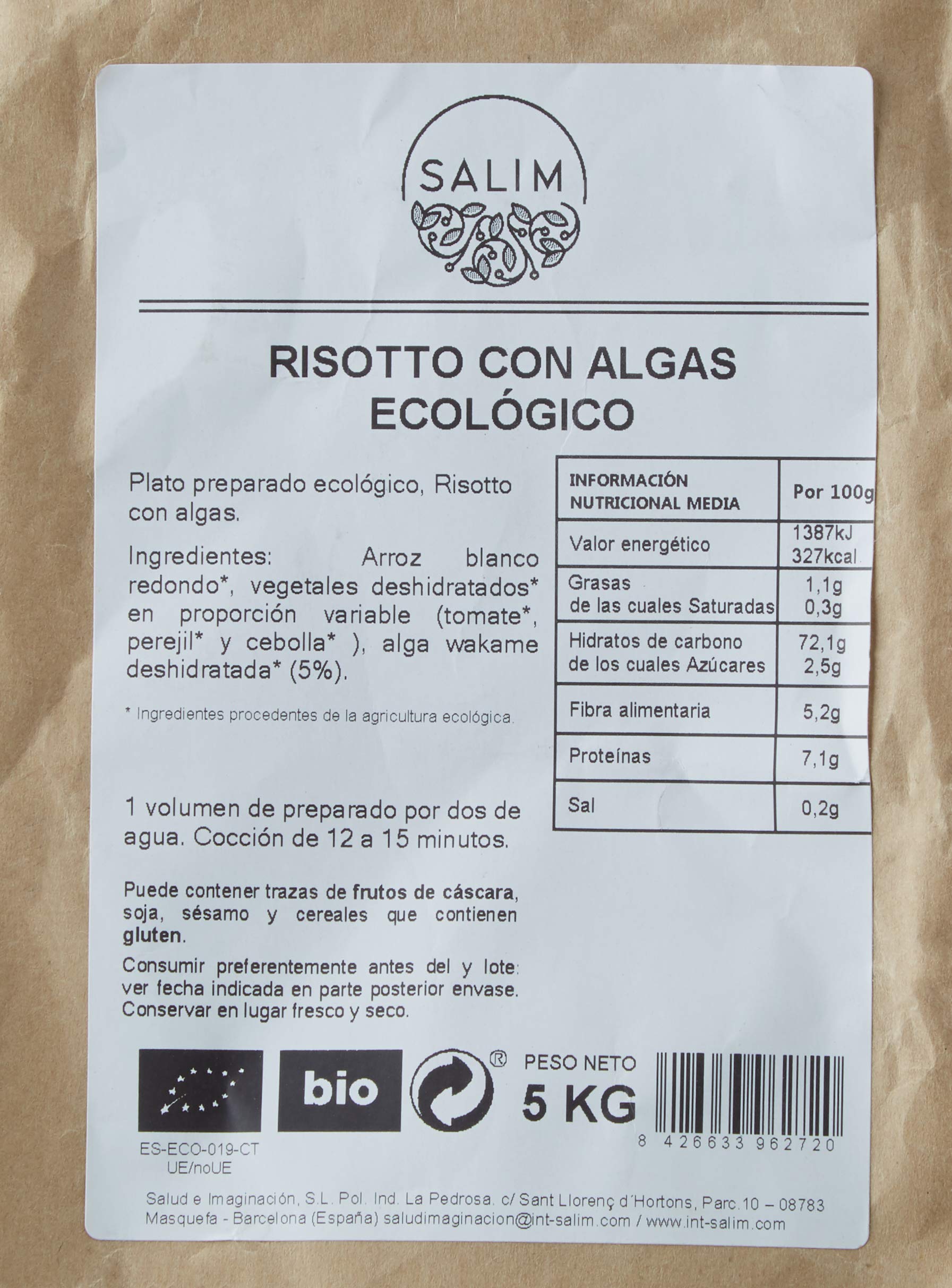 Graneles Granel Eco Risotto Con Algas 5 Kg Graneles 5000 g