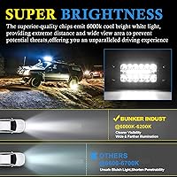 Vista 3 de Flush Mount LED Light Pods, BUNKER INDUST 2Pcs 6 Inch Spot Flood Combo Beam 6000 LM Triple Row Driving Off Road Light Bar Waterproof Led Work Light