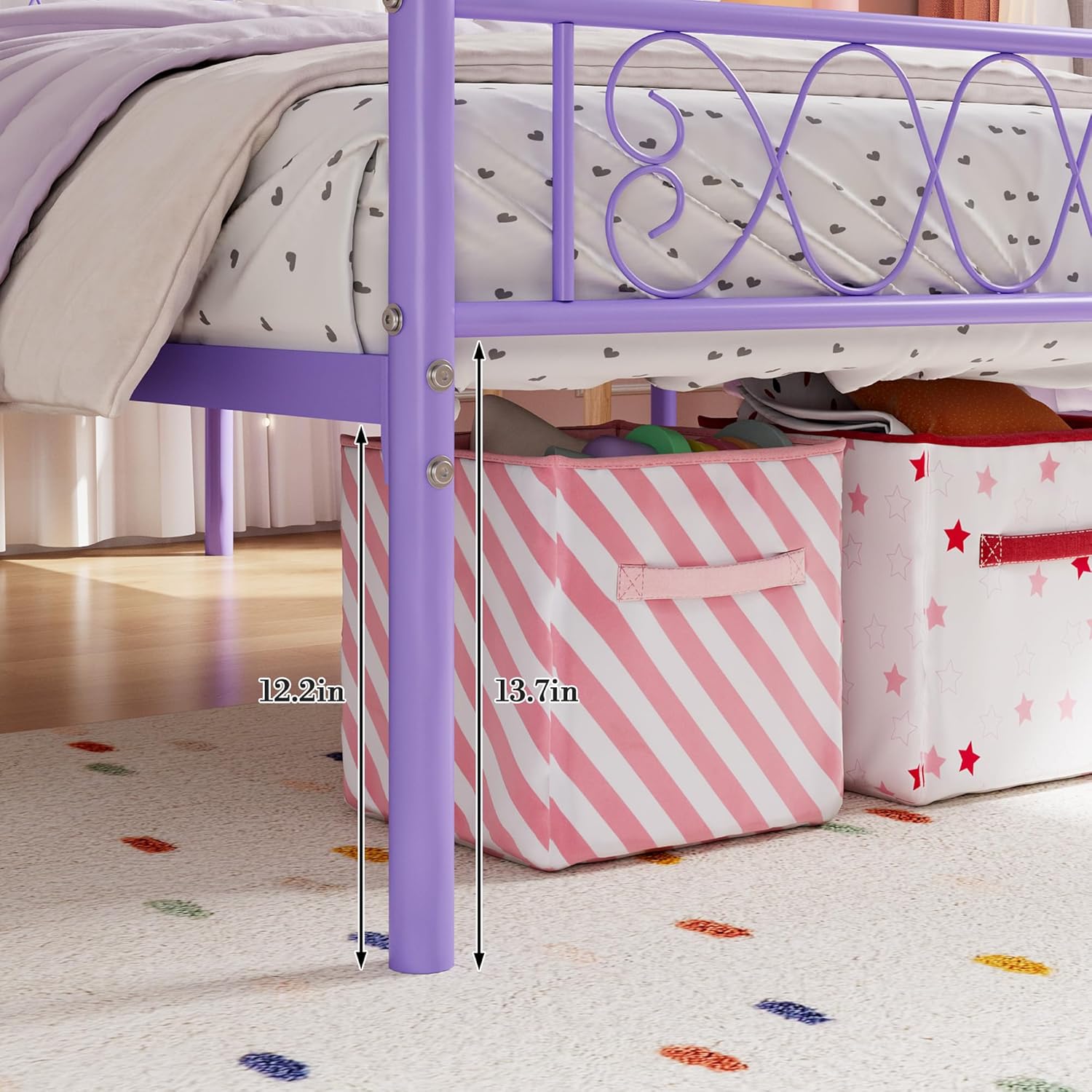 Garvee Metal Twin Bed Frame - Headboard and Footboard with Iron Heart Design, Twin Size Platform Bed for Boys and Girls, No Box Spring Needed, Easy Assembly