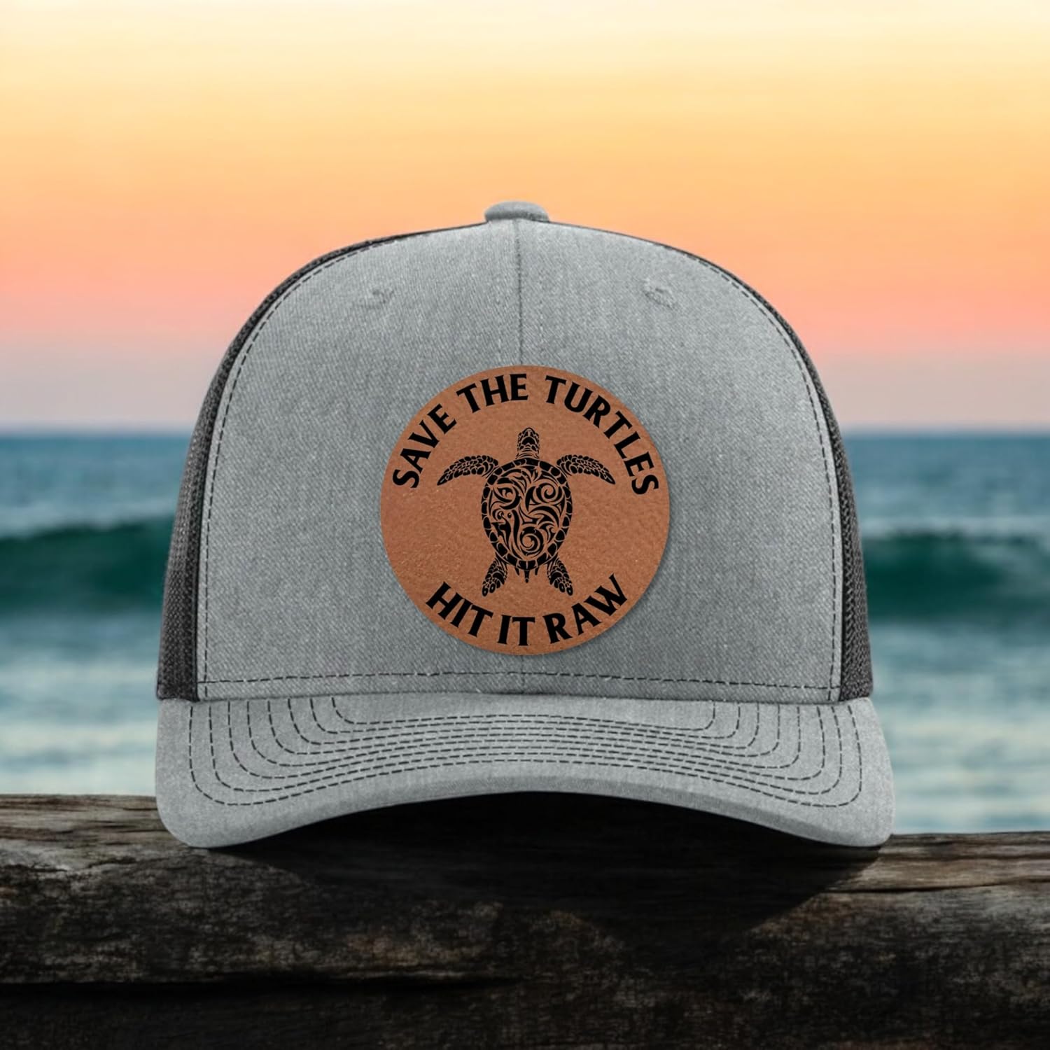 Save The Turtles Hit It Raw Hat - Funny Comedy Hat - Plastic Straws Environment - Beach Hats for Men - Fathers Day Christmas Birthday Gift for Dad Husband Son Boyfriend - Richardson 112 Trucker Hat
