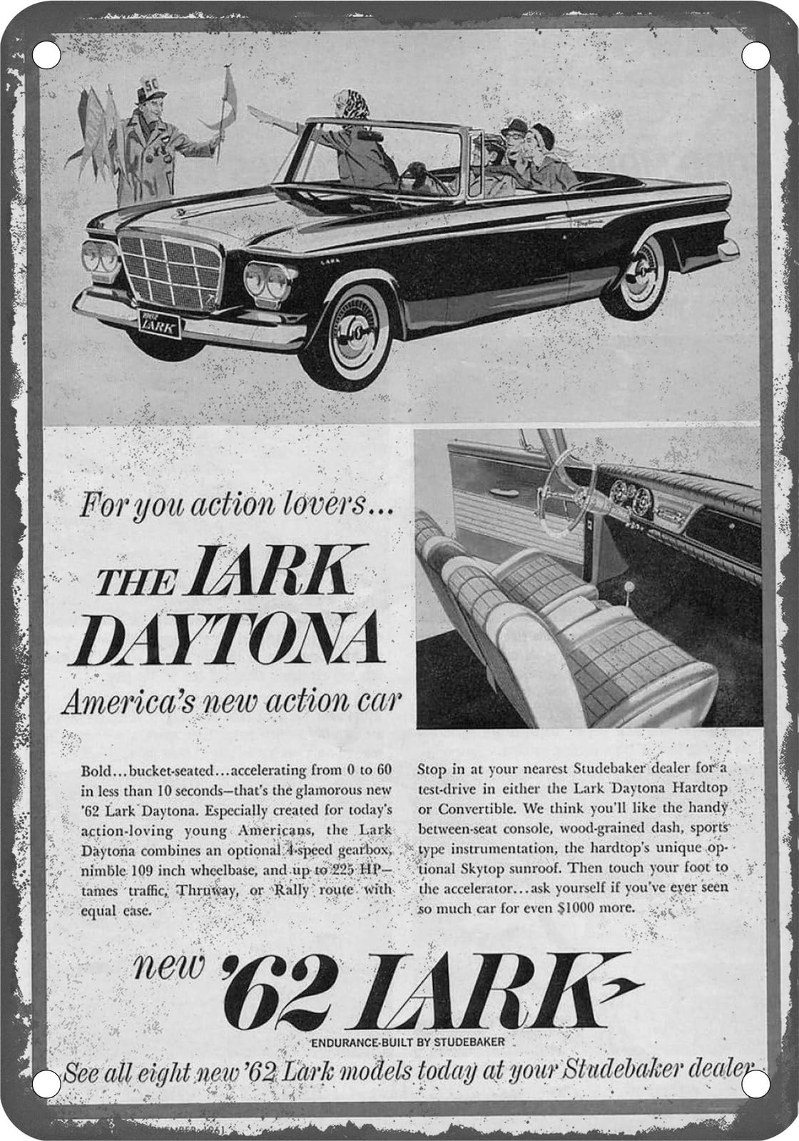 Miaomansenstore Metal Sign - 1962 Studebaker Vintage Ad 02 - Old Retro Rusty Look Home Decor