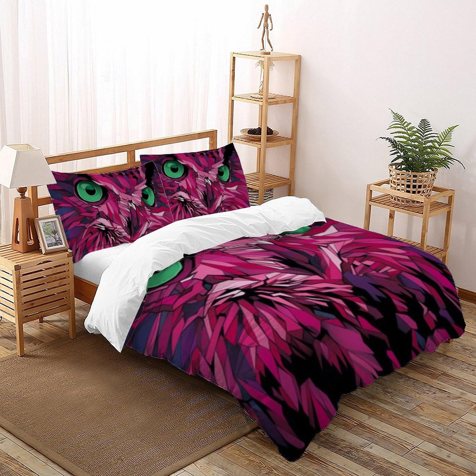 Housse de couette 260x220 animaux avec 2 taie d'oreiller pour filles