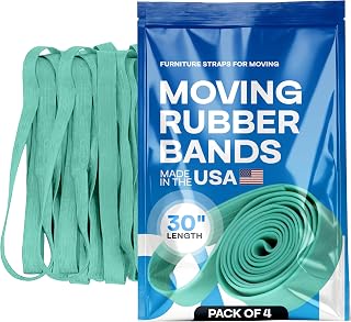 Green Moving Bands 30", Pack of 4 - USA-Made Mover Rubber Straps for Furniture, Boxes & Moving Blankets - Strong, Elastic & Flexible, 80% Natural Rubber Bands for Shipping & Storage by IDL Packaging