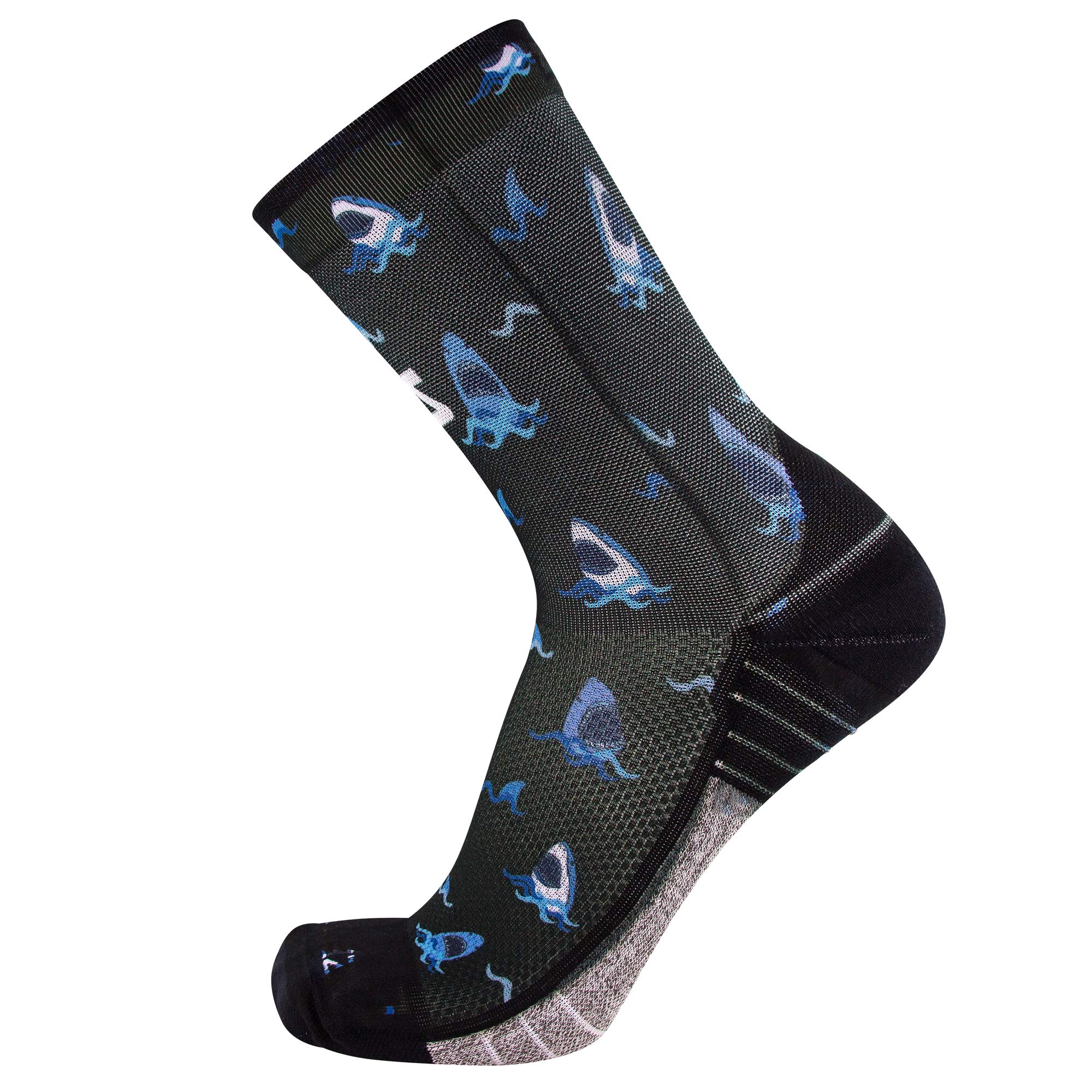 Zensah Limited Edition Running Socks - Fun and Crazy Mini Crew Compression Socks, Moisture Wicking and Anti Blister