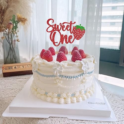 Miniatura 7 de Gyufise 1 pieza de fresa para el primer cumpleaños, decoración para pastel de fresa, decoración para baby shower, niños, suministros de fiesta de