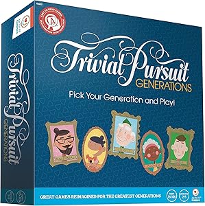 JOY FOR ALL Games - Trivial Pursuit Generations - Generational Trivia - Create Personalized Questions - Bigger Easy-to-Read Cards - Fun Multigenerational Trivia Game for Seniors, Teens, and Adults
