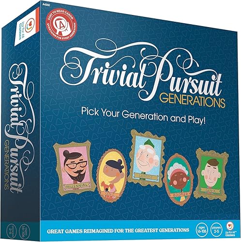 Joy for All Trivial Pursuit Generations - Trivia para personas mayores - Juego de pensamiento cognitivo - Tarjetas grandes y fáciles de leer para