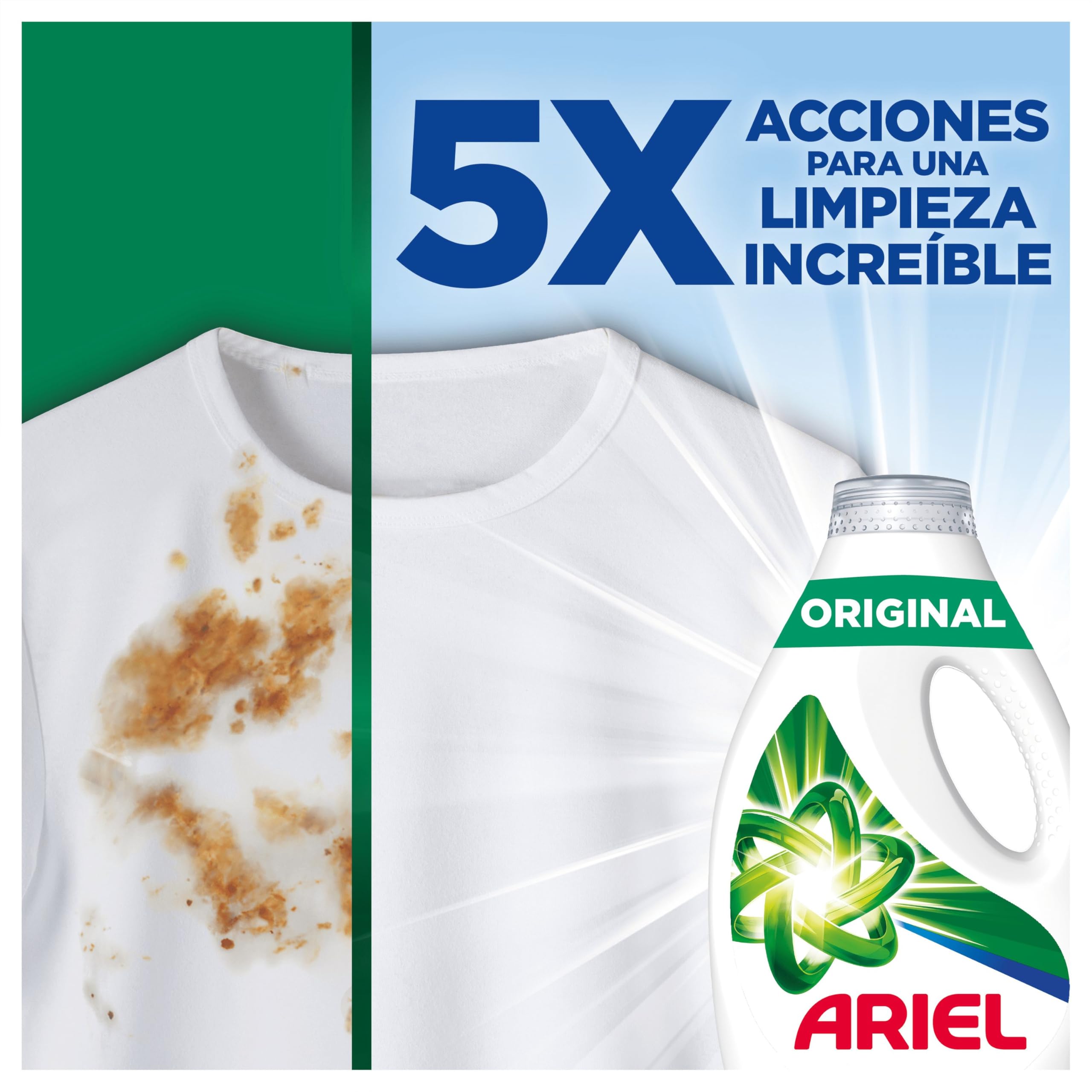 Ariel Detergente Lavadora Liquido 176 Lavados (4x36 + 8), Original, Jabon Limpieza Mejorada en Ciclos Mas Frios con la Exclusiva Tecnologia de limpieza en Frio