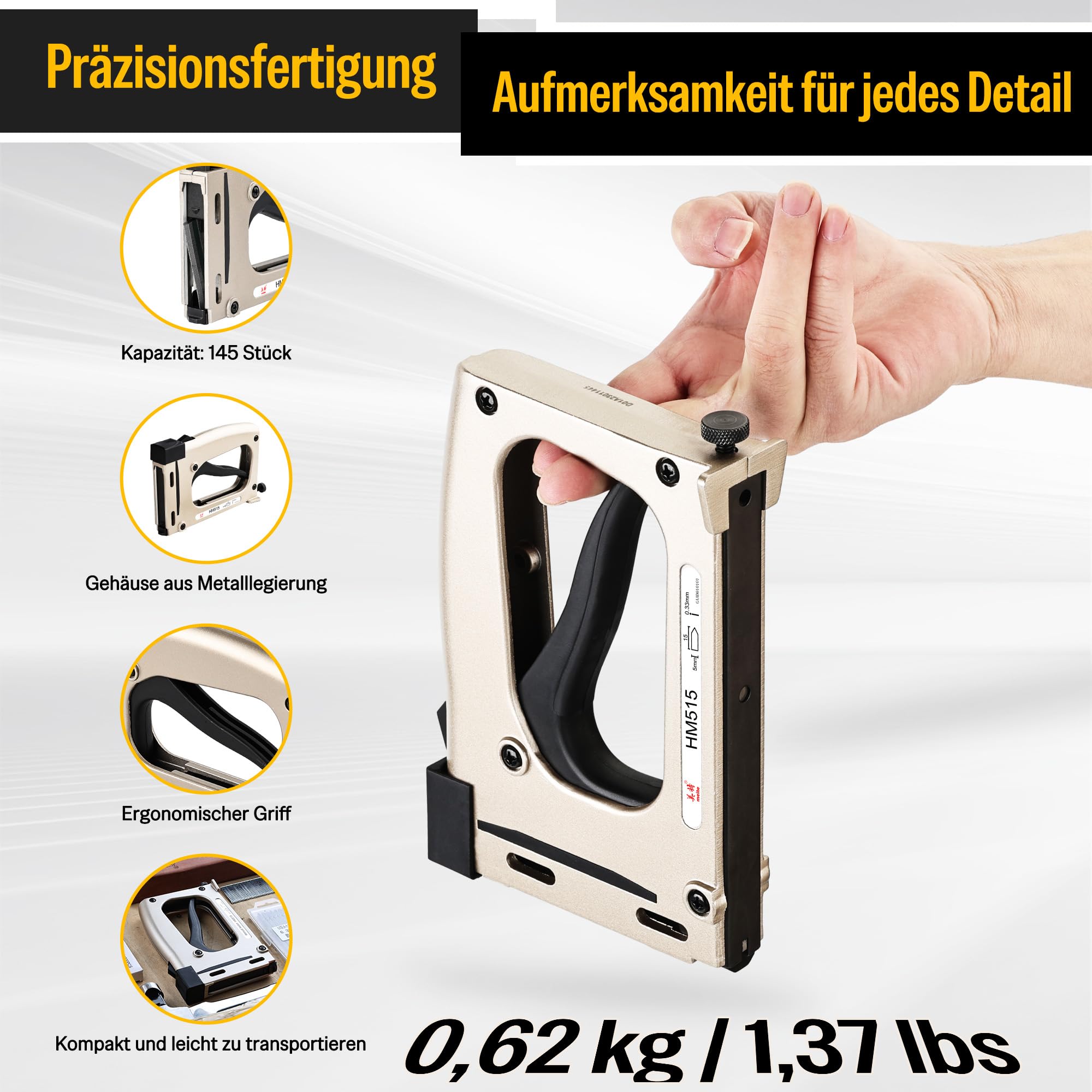 meite HM515 Hand-Punktetreiber für Bilderrahmen, Bilderrahmen-Handtacker mit 1000 Punkten, Leichter Manueller Punktetreiber für Kunstwerke, DIY und Professionelle Einrahmung