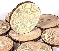 Vista 9 de Lemonfilter Juego de 8 rebanadas de madera natural de 5.9 a 6.3 pulgadas, círculos de madera sin terminar, rondas de madera para manualidades