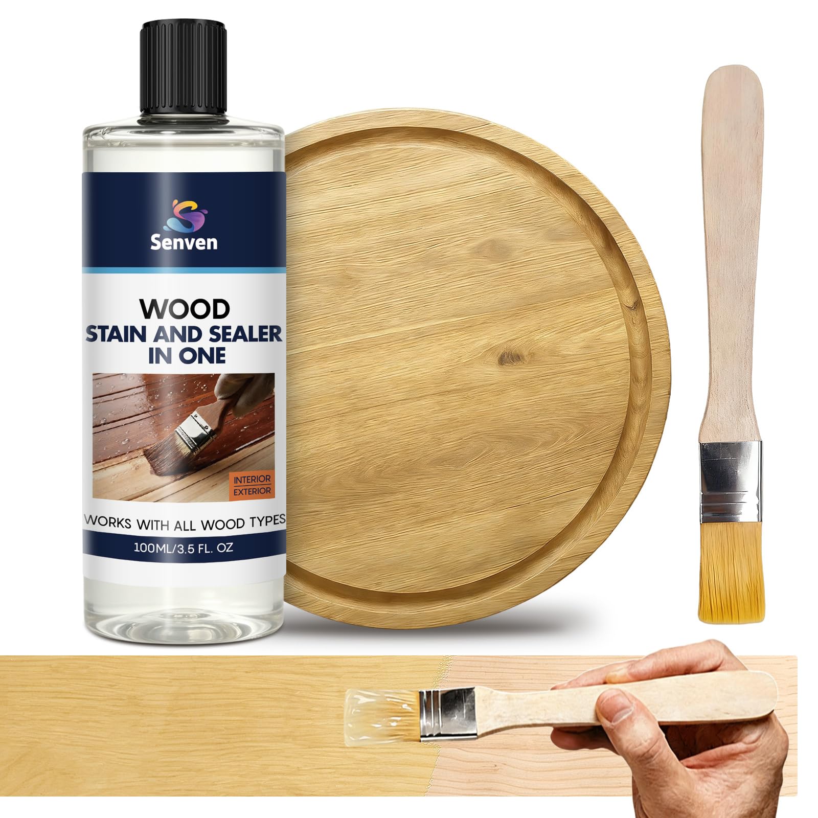 Wood Stain and Sealer in One, Polyurethane Wood Finish Water Based Polyurethane Clear Gloss Wood Protection Polyurethanes Waterproof Coating, Fast Dry Polyurethanes Sealant, Easy Clean Up 100ml