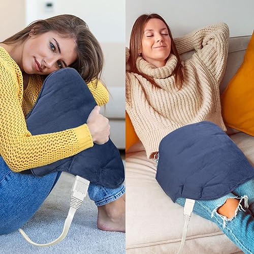 Miniatura 5 de HELLOMOTO Almohadilla térmica eléctrica para aliviar el dolor de espalda con vibraciones de masaje, almohadilla térmica con peso 3 en 1, almohadilla