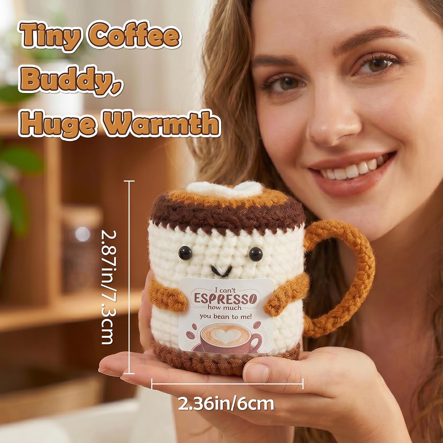 Crochet Coffee Cup Positive Espresso Pun Lover Gifts for Women image 2