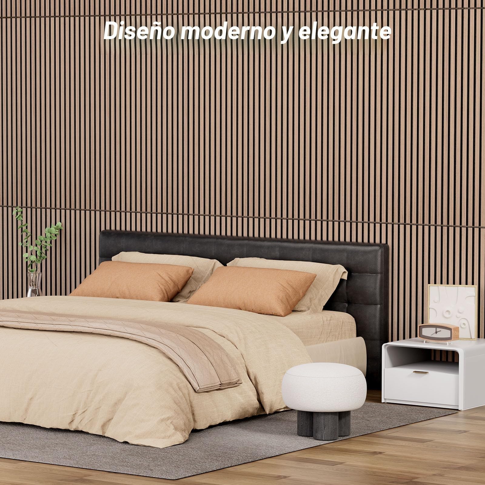 TONOR Paneles 3D Acusticos de Madera Autoadhesivo, Pack 4 Aislante Acustico Decorativo, 120x60x1,9 cm Insonorizacion Acustica Pared, Doble Capa Palilleria Insonorizar para Absorción de Eco, Brown
