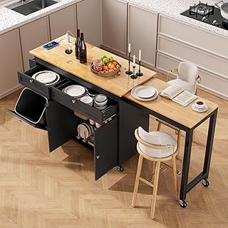 ONBRILL Kitchen Islands with Extendable Dining Table, 81.7