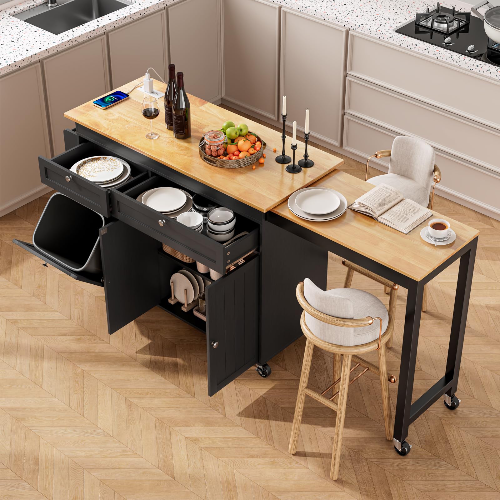Amazon.com: ONBRILL Kitchen Islands with Extendable Dining Table